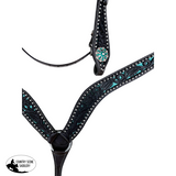 Css Western Inlay Breastcollar And Bridle- Teal Glitter Bridles