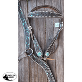 CSS Western Inlay Breastcollar and Bridle- Teal Glitter Inlay - Country Scene Saddlery and Pet Supplies