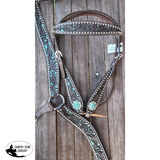 CSS Western Inlay Breastcollar and Bridle- Teal Glitter Inlay - Country Scene Saddlery and Pet Supplies