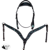 CSS Western Inlay Breastcollar and Bridle- Teal Glitter Inlay - Country Scene Saddlery and Pet Supplies