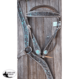 CSS Western Inlay Breastcollar and Bridle- Teal Glitter Inlay - Country Scene Saddlery and Pet Supplies