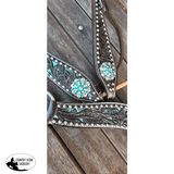 CSS Western Inlay Breastcollar and Bridle- Teal Glitter Inlay - Country Scene Saddlery and Pet Supplies