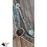 CSS Western Inlay Breastcollar and Bridle- Teal Glitter Inlay - Country Scene Saddlery and Pet Supplies