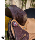 CSSB13 Pink and Teal Swirl Inlay Barrel Saddle - Country Scene Saddlery and Pet Supplies