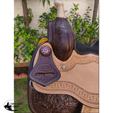 CSSB13 Pink and Teal Swirl Inlay Barrel Saddle - Country Scene Saddlery and Pet Supplies