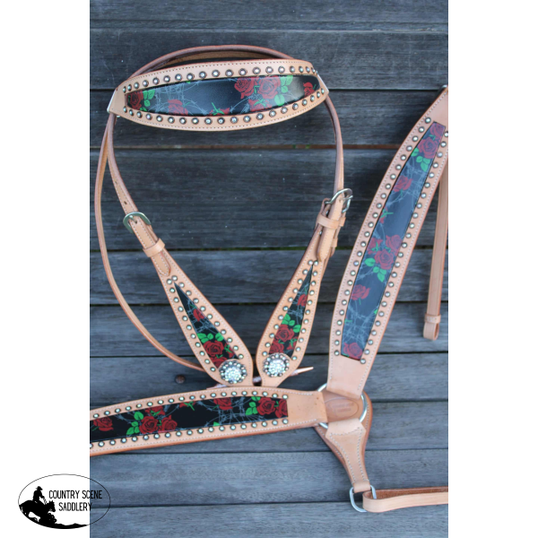 CSS33 Barbed Wire and Roses - Light Western Bridle set
