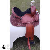 CSSB03 Chestnut Floral Tooled Barrel Saddle - Country Scene Saddlery and Pet Supplies
