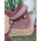 CSSB04 Basket Weave/ Floral Barrel Saddle- Youth - Country Scene Saddlery and Pet Supplies