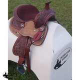 CSSB04 Basket Weave/ Floral Barrel Saddle- Youth - Country Scene Saddlery and Pet Supplies