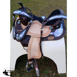CSSB05 Purple and Turquoise Swirl Barrel Saddle- Roughout - Country Scene Saddlery and Pet Supplies