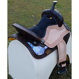 CSSB05 Purple and Turquoise Swirl Barrel Saddle- Roughout - Country Scene Saddlery and Pet Supplies