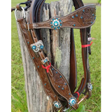 CSSB06 Chocolate Floral Tooled Barrel Saddle - Country Scene Saddlery and Pet Supplies