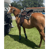 CSSB06 Chocolate Floral Tooled Barrel Saddle Barbed Wire - Country Scene Saddlery and Pet Supplies