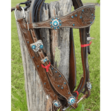 CSSB06 Chocolate Floral Tooled Barrel Saddle Barbed Wire - Country Scene Saddlery and Pet Supplies