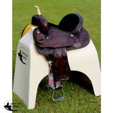 CSSB06 Floral Tooled Barrel Saddle leaf Boarder - Country Scene Saddlery and Pet Supplies