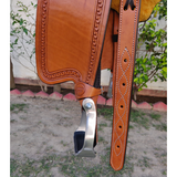 CSSB07 Chestnut Floral Tooled Barrel Saddle - Country Scene Saddlery and Pet Supplies