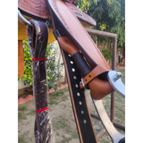 CSSB07 Chestnut Floral Tooled Barrel Saddle - Country Scene Saddlery and Pet Supplies