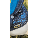 CSSB08 Blue Diamond Inlay Barrel Saddle - Country Scene Saddlery and Pet Supplies