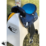 CSSB08 Blue Diamond Inlay Barrel Saddle - Country Scene Saddlery and Pet Supplies