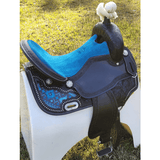 CSSB08 Blue Diamond Inlay Barrel Saddle - Country Scene Saddlery and Pet Supplies