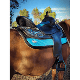 CSSB08 Blue Diamond Inlay Barrel Saddle - Country Scene Saddlery and Pet Supplies