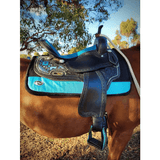 CSSB08 Blue Diamond Inlay Barrel Saddle - Country Scene Saddlery and Pet Supplies