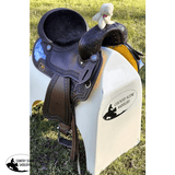 CSSB09 Turquoise and Purple Inlay Barrel Saddle - Country Scene Saddlery and Pet Supplies