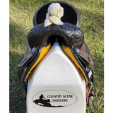 CSSB09 Turquoise and Purple Inlay Barrel Saddle - Country Scene Saddlery and Pet Supplies