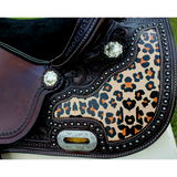CSSB10- Cheetah inlay Barrel Saddles custom - Barrel Saddle