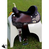 CSSB10- cheetah inlay Barrel Saddles custom - Country Scene Saddlery and Pet Supplies