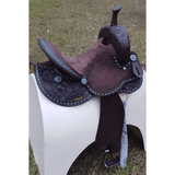 CSSB10 Floral Tooled Buckstitch Barrel Saddle - Country Scene Saddlery and Pet Supplies