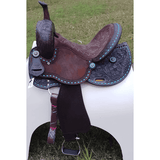 CSSB10 Floral Tooled Buckstitch Barrel Saddle - Country Scene Saddlery and Pet Supplies