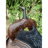 CSSB11 Rose Tooled Barrel Saddle - Country Scene Saddlery and Pet Supplies