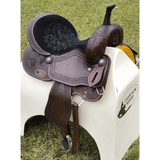 CSSB11 Rose Tooled Barrel Saddle - Country Scene Saddlery and Pet Supplies