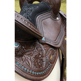 CSSB11 Rose Tooled Barrel Saddle - Country Scene Saddlery and Pet Supplies