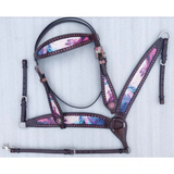 CSSB13 Pink and Teal Swirl Inlay Barrel Saddle - Country Scene Saddlery and Pet Supplies