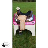 CSSB13 Pink and Teal Swirl Inlay Barrel Saddle - Country Scene Saddlery and Pet Supplies