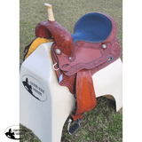 CSSB14 Chestnut Floral Tooled Barrel Saddle - Country Scene Saddlery and Pet Supplies