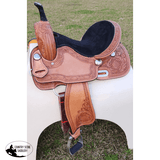 CSSB15 - Sunflower Tooled Barrel Saddle (Youth) - Country Scene Saddlery and Pet Supplies
