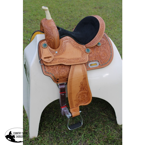 Cssb15 - Sunflower Tooled Barrel Saddle (Youth) Western Saddles