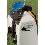 CSSB17 Hand Painted Floral Barrel Saddle - Country Scene Saddlery and Pet Supplies
