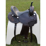 CSSB19 Basket/ Floral Tooled Barrel Saddle - Country Scene Saddlery and Pet Supplies