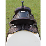 CSSB19 Basket/ Floral Tooled Barrel Saddle - Country Scene Saddlery and Pet Supplies