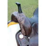 CSSB19 Basket/ Floral Tooled Barrel Saddle - Country Scene Saddlery and Pet Supplies