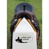 CSSB19 Basket/ Floral Tooled Barrel Saddle - Country Scene Saddlery and Pet Supplies
