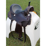 CSSB19 Basket/ Floral Tooled Barrel Saddle - Country Scene Saddlery and Pet Supplies