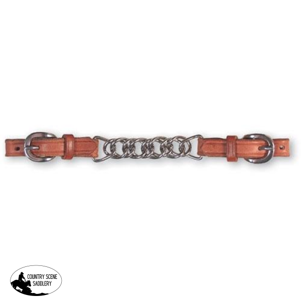 New! Curb Strap Herman Oak Leather With Flat Stainless Steel Chain