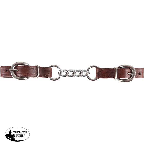 Curb Strap Latigo Leather With Stainless Steel Chain Links