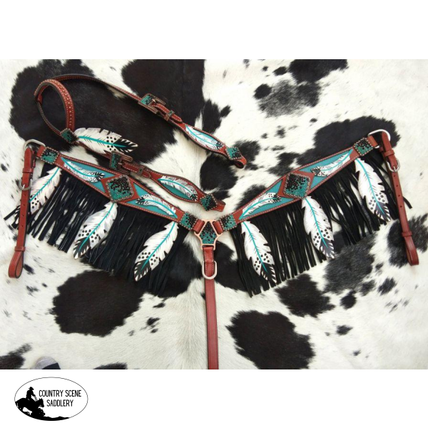 New! Cut- Out Teal Painted Feather.~