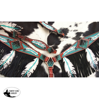 New! Cut- Out Teal Painted Feather.~